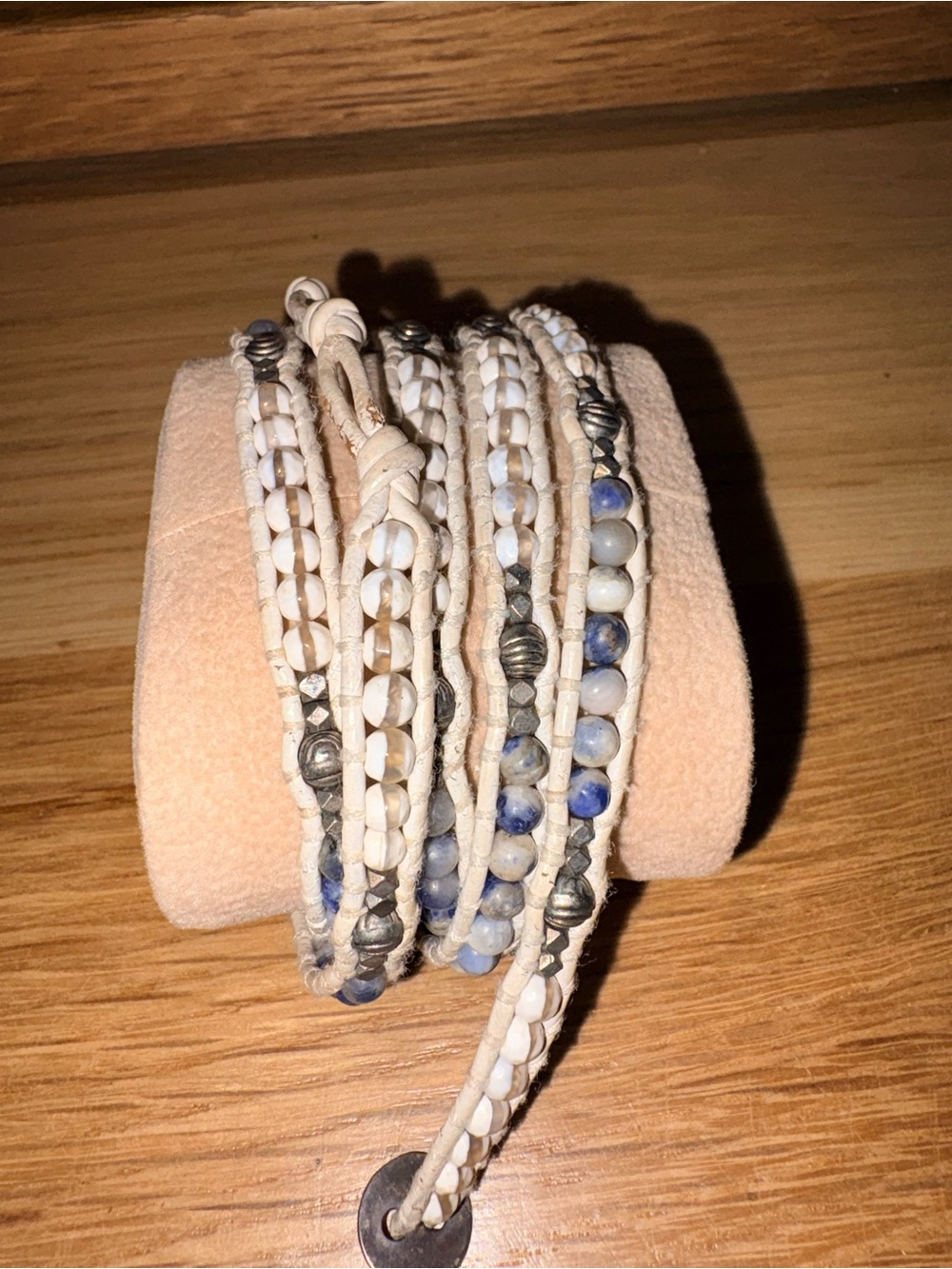 Chan Luu labradorite crystal leather wrap bracelet